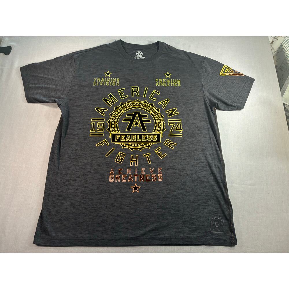 American Fighter Fearless Graphic T Shirt Mens 4XL Gray Double Sided Buckle